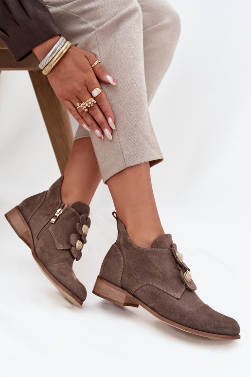 zamšādas apavi Sieviešu Ar greznui Ziedskami Zazoo 3080 smilšu krāsas