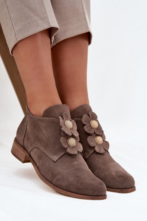 zamšādas apavi Sieviešu Ar greznui Ziedskami Zazoo 3080 smilšu krāsas