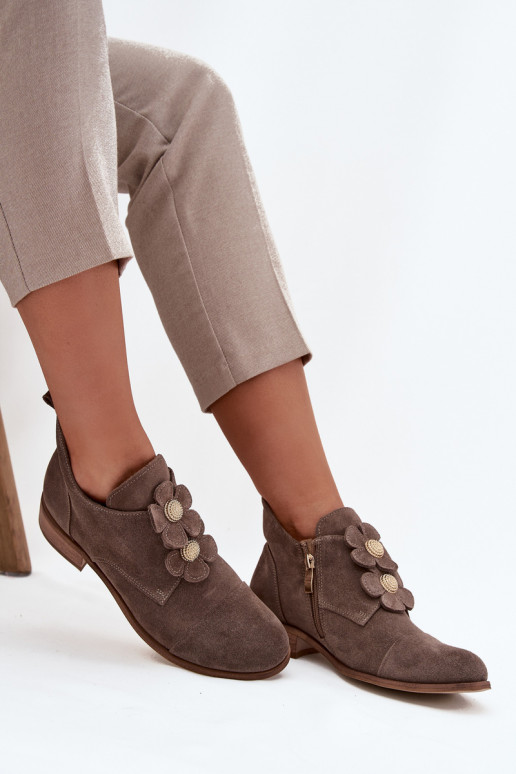 zamšādas apavi Sieviešu Ar greznui Ziedskami Zazoo 3080 smilšu krāsas