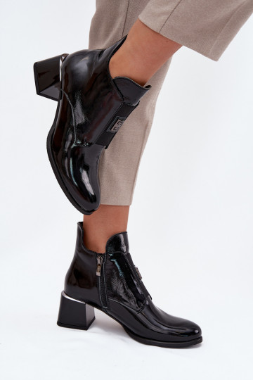 Āda Laque Sieviešu puszābaki Klockā Ar greznu Detalem siltināti Zazoo 60560 melnas krāsas