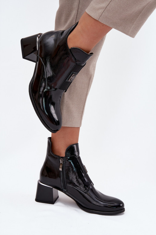 Āda Laque Sieviešu puszābaki Klockā Ar greznu Detalem siltināti Zazoo 60560 melnas krāsas