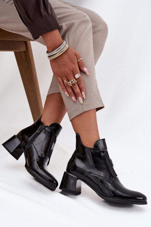 Āda Laque Sieviešu puszābaki Klockā Ar greznu Detalem siltināti Zazoo 60560 melnas krāsas