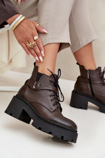 Āda Sieviešu puszābaki Klockā ar dekorētiem papēžiem siltināti Zazoo 60557 CzekoladoIne