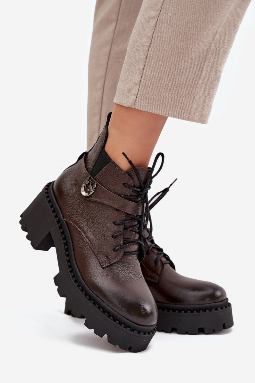 Āda Sieviešu puszābaki Klockā ar dekorētiem papēžiem siltināti Zazoo 60557 CzekoladoIne