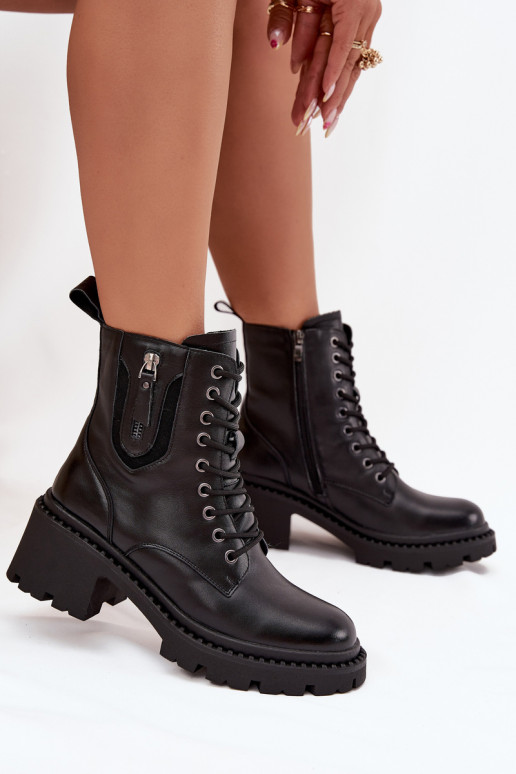 Āda Sieviešu puszābaki Klockā siltināti Vinceza 86418 melnas krāsas Āda Sieviešu puszābaki Klockā siltināti Vinceza 86418 melnas krāsas