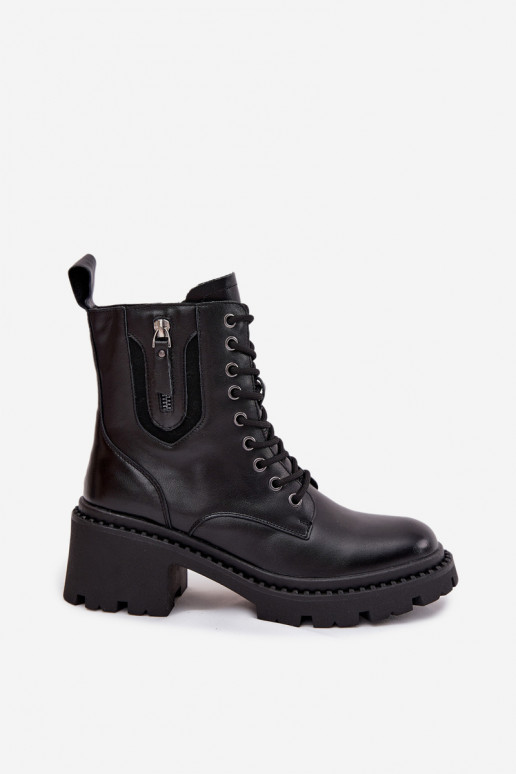 Āda Sieviešu puszābaki Klockā siltināti Vinceza 86418 melnas krāsas Āda Sieviešu puszābaki Klockā siltināti Vinceza 86418 melnas krāsas