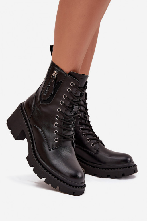 Āda Sieviešu puszābaki Klockā siltināti Vinceza 86418 melnas krāsas Āda Sieviešu puszābaki Klockā siltināti Vinceza 86418 melnas krāsas