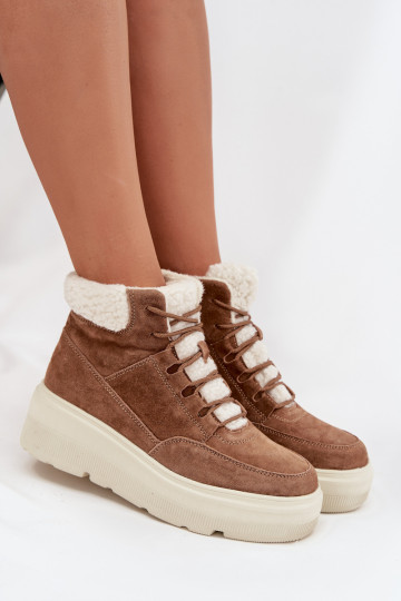 zamšādas sniega apavi Sieviešu ar siltinājumu ar platformu Vinceza 95354 brūnas krāsas