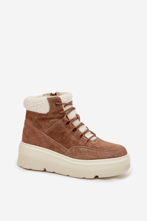 zamšādas sniega apavi Sieviešu ar siltinājumu ar platformu Vinceza 95354 brūnas krāsas zamšādas sniega apavi Sieviešu ar siltinājumu ar platformu Vinceza 95354 brūnas krāsas
