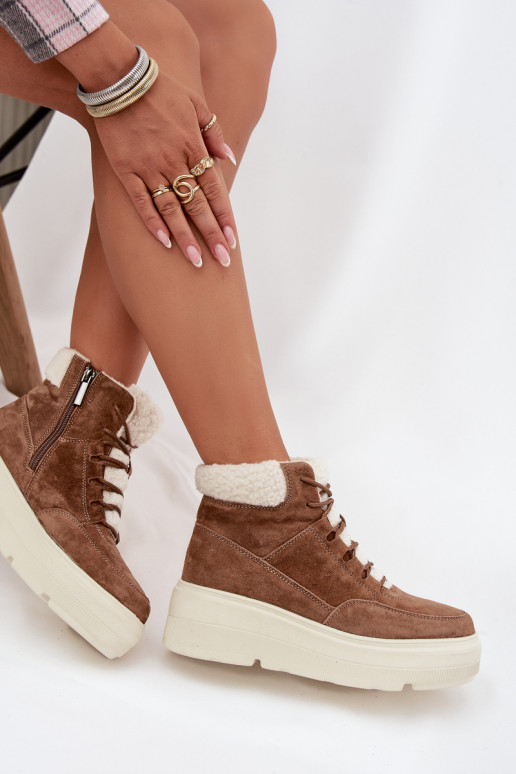 zamšādas sniega apavi Sieviešu ar siltinājumu ar platformu Vinceza 95354 brūnas krāsas zamšādas sniega apavi Sieviešu ar siltinājumu ar platformu Vinceza 95354 brūnas krāsas