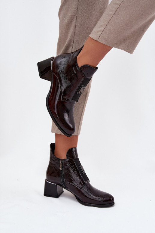 Āda Laque Sieviešu puszābaki Klockā Ar greznu Detalem siltināti Zazoo 60560 bordo krāsas