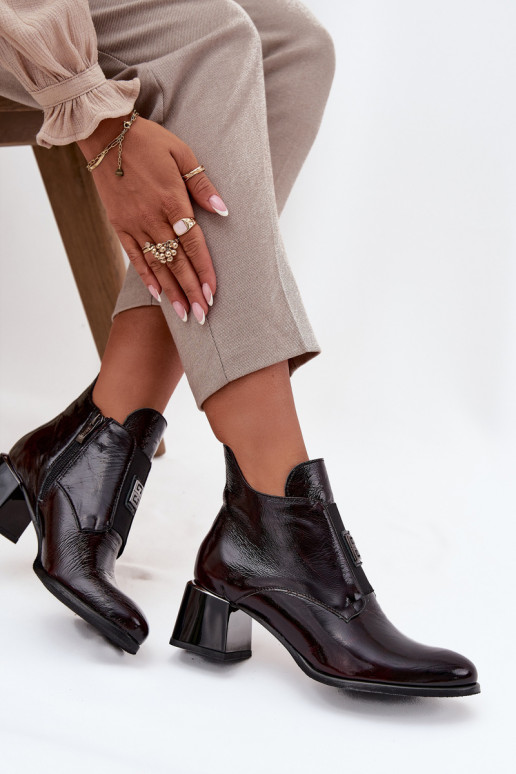 Āda Laque Sieviešu puszābaki Klockā Ar greznu Detalem siltināti Zazoo 60560 bordo krāsas