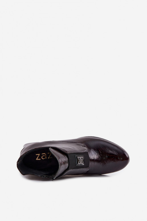 Āda Laque Sieviešu puszābaki Klockā Ar greznu Detalem siltināti Zazoo 60560 bordo krāsas