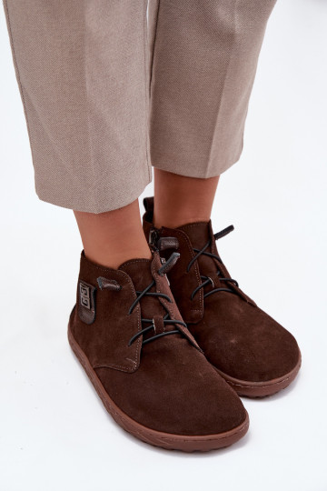 zamšādas apavi Barefoot Sieviešu Ar greznu Detalem Zazoo 30072 CzekoladoIne