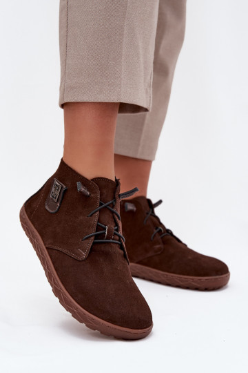 zamšādas apavi Barefoot Sieviešu Ar greznu Detalem Zazoo 30072 CzekoladoIne 2