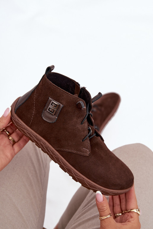 zamšādas apavi Barefoot Sieviešu Ar greznu Detalem Zazoo 30072 CzekoladoIne