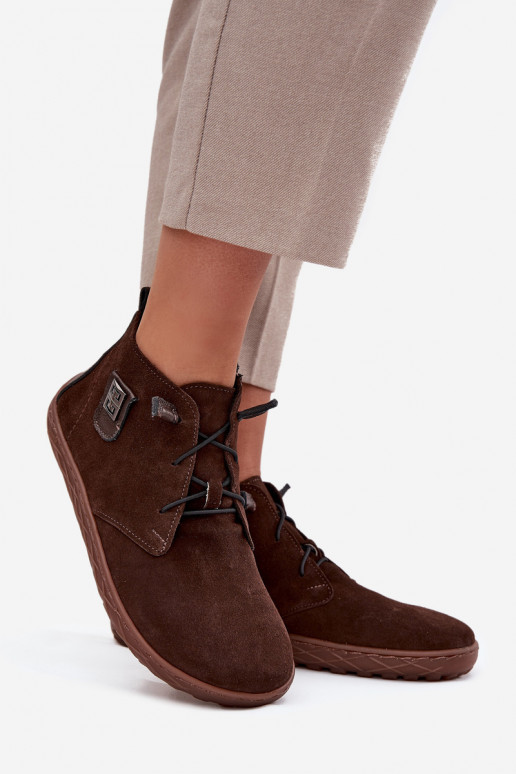 zamšādas apavi Barefoot Sieviešu Ar greznu Detalem Zazoo 30072 CzekoladoIne