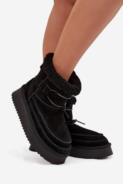 zamšādas sniega apavi Sieviešu Ar greznui Przeszyciami Big Star SS274372 melnas krāsas zamšādas sniega apavi Sieviešu Ar greznui Przeszyciami Big Star SS274372 melnas krāsas