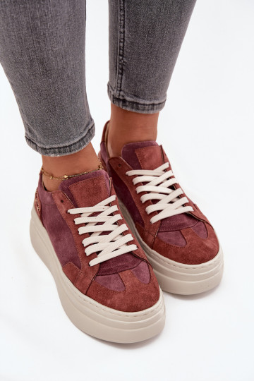 zamšādas Sneakers modeļa apavi ar platformu Zazoo N1270S3 Violeta krāsa