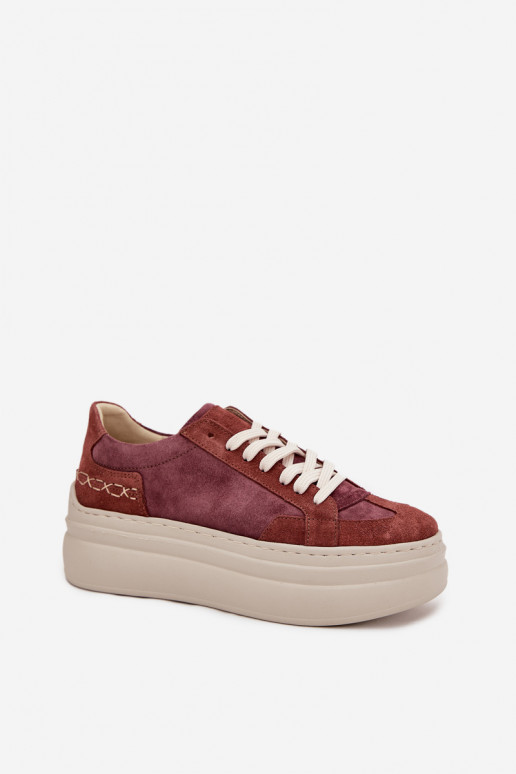 zamšādas Sneakers modeļa apavi ar platformu Zazoo N1270S3 Violeta krāsa zamšādas Sneakers modeļa apavi ar platformu Zazoo N1270S3 Violeta krāsa