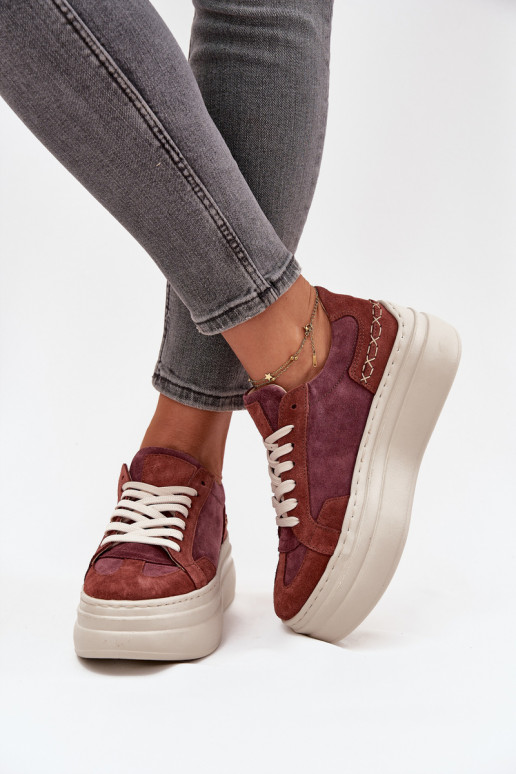 zamšādas Sneakers modeļa apavi ar platformu Zazoo N1270S3 Violeta krāsa zamšādas Sneakers modeļa apavi ar platformu Zazoo N1270S3 Violeta krāsa