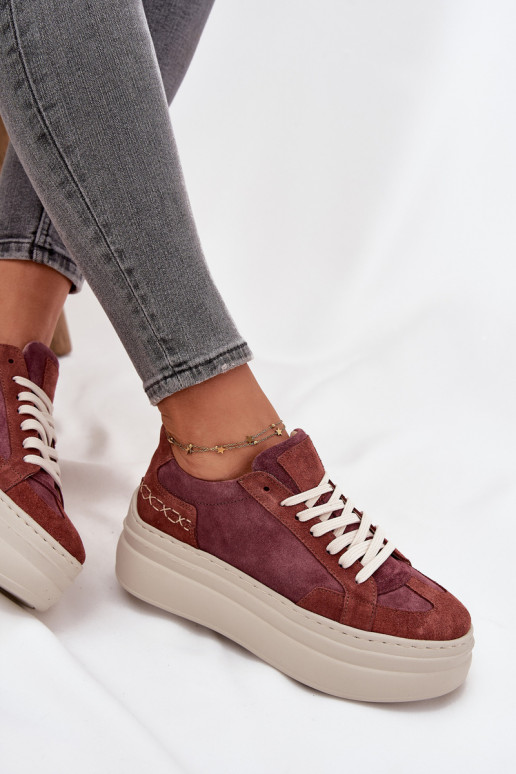 zamšādas Sneakers modeļa apavi ar platformu Zazoo N1270S3 Violeta krāsa zamšādas Sneakers modeļa apavi ar platformu Zazoo N1270S3 Violeta krāsa
