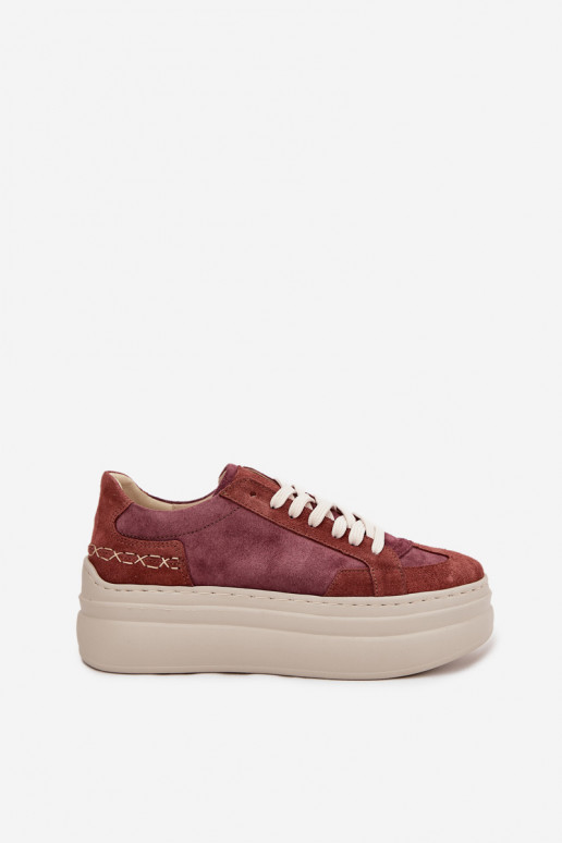 zamšādas Sneakers modeļa apavi ar platformu Zazoo N1270S3 Violeta krāsa zamšādas Sneakers modeļa apavi ar platformu Zazoo N1270S3 Violeta krāsa