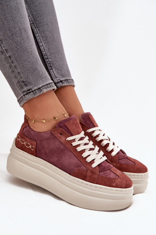 zamšādas Sneakers modeļa apavi ar platformu Zazoo N1270S3 Violeta krāsa zamšādas Sneakers modeļa apavi ar platformu Zazoo N1270S3 Violeta krāsa
