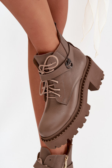 Āda Sieviešu puszābaki Klockā ar dekorētiem papēžiem siltināti Zazoo 60557 smilšu krāsas 2