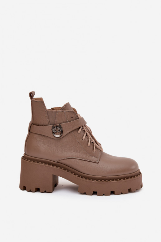 Āda Sieviešu puszābaki Klockā ar dekorētiem papēžiem siltināti Zazoo 60557 smilšu krāsas