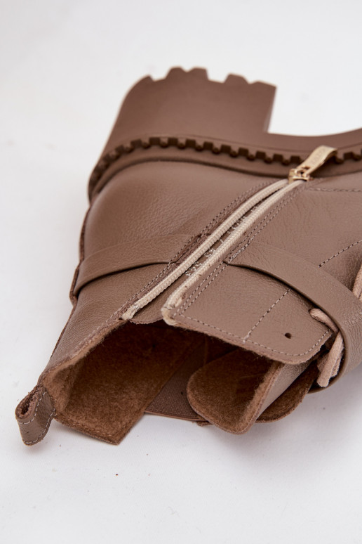 Āda Sieviešu puszābaki Klockā ar dekorētiem papēžiem siltināti Zazoo 60557 smilšu krāsas