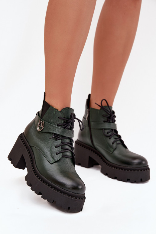 Āda Sieviešu puszābaki Klockā ar dekorētiem papēžiem siltināti Zazoo 60557 haki krāsas Āda Sieviešu puszābaki Klockā ar dekorētiem papēžiem siltināti Zazoo 60557 haki krāsas