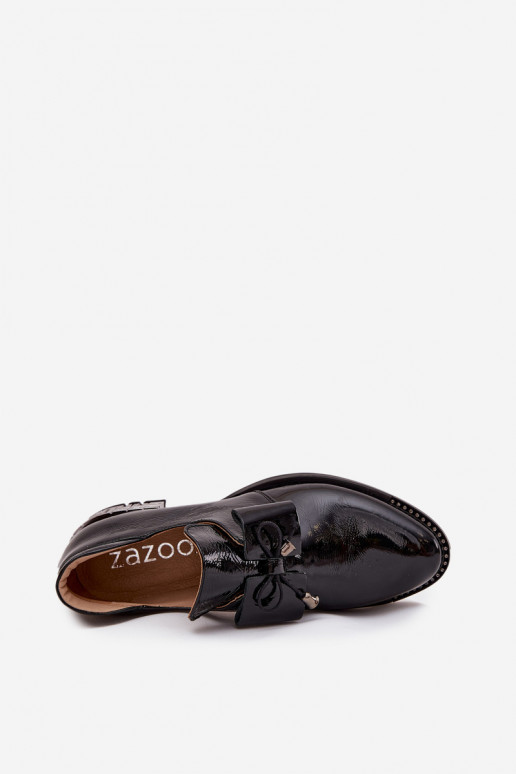 Laque apavi Sieviešu Uz Zema Papēža ar bantītēm Zazoo 1399 melnas krāsas