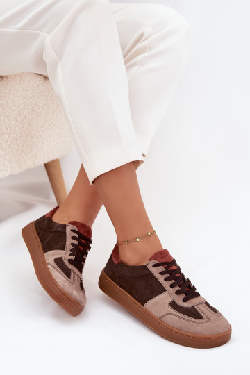 Āda zamšādas Sneakers modeļa apavi Barefoot Sieviešu Zazoo N1277 brūnas krāsas