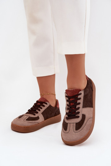 Āda zamšādas Sneakers modeļa apavi Barefoot Sieviešu Zazoo N1277 brūnas krāsas 2