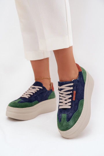 zamšādas Sneakers modeļa apavi Sieviešu ar platformu Zazoo N1269S3 zaļš-tumši zilas krāsas 2