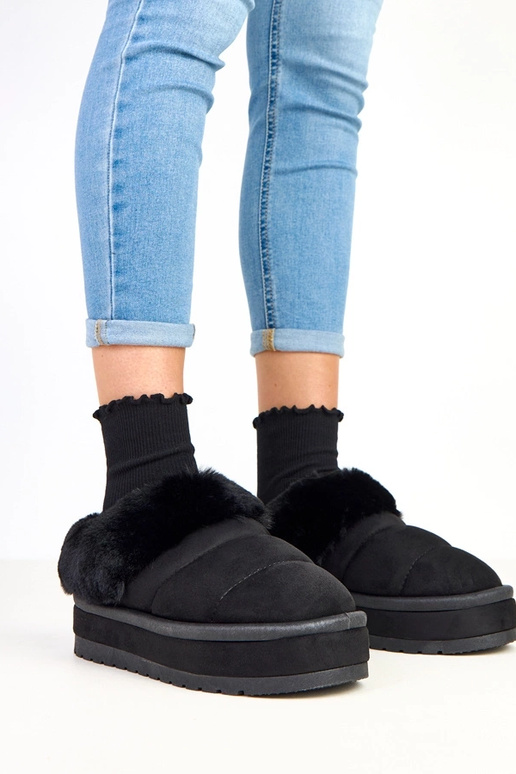 Melni īsie sniega zābaki, siltie ar...