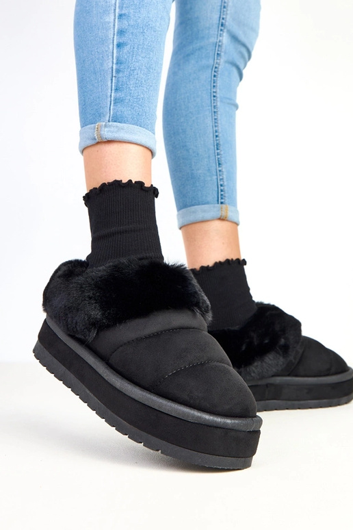 Melni īsie sniega zābaki, siltie ar...