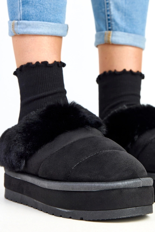 Melni īsie sniega zābaki, siltie ar...