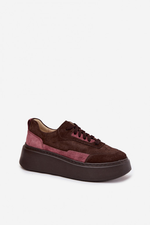 Sneakers modeļa apavi SieviešuIeslēgtsturalnego zamšādasu ar platformu Zazoo N1265S3 CzekoladoIne Sneakers modeļa apavi SieviešuIeslēgtsturalnego zamšādasu ar platformu Zazoo N1265S3 CzekoladoIne
