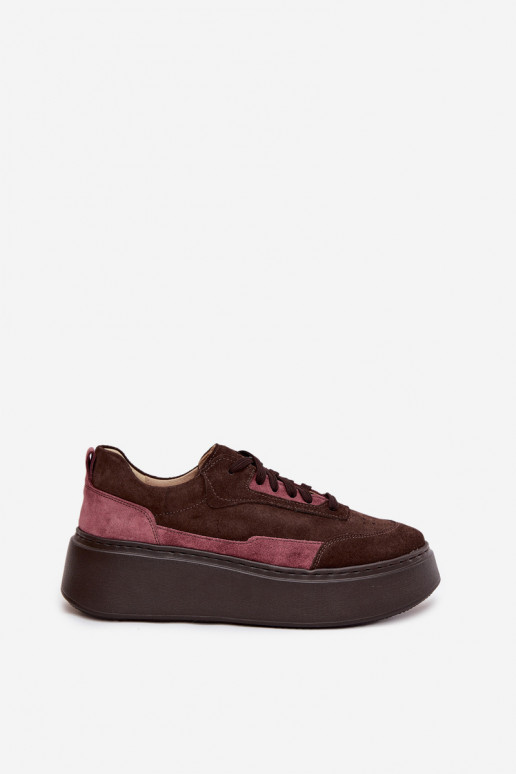 Sneakers modeļa apavi SieviešuIeslēgtsturalnego zamšādasu ar platformu Zazoo N1265S3 CzekoladoIne Sneakers modeļa apavi SieviešuIeslēgtsturalnego zamšādasu ar platformu Zazoo N1265S3 CzekoladoIne
