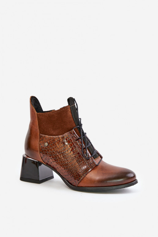 Zazoo 60503 Āda Sieviešu puszābaki ar papēdi siltināti brūnas krāsas Zazoo 60503 Āda Sieviešu puszābaki ar papēdi siltināti brūnas krāsas