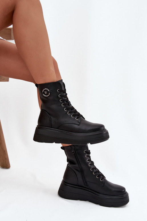 darba sieviešu potīšu zābaki siltināti ar platformu un dekoratīviem elementiem Vinceza 16513 melnā krāsā darba sieviešu potīšu zābaki siltināti ar platformu un dekoratīviem elementiem Vinceza 16513 melnā krāsā