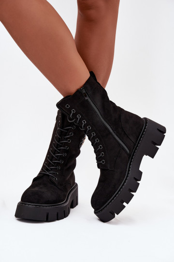 Siltināti zābaki un nokeri sievietēm ar ornamentiem melnā krāsā Melisse