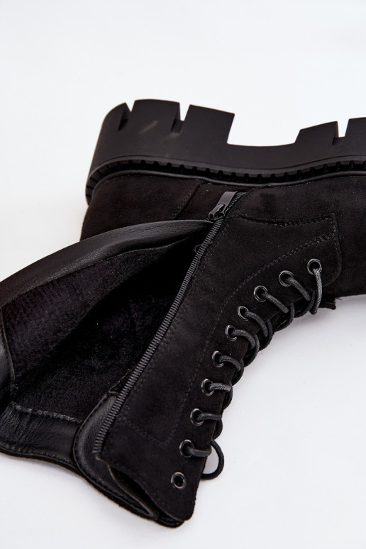 Siltināti zābaki un nokeri sievietēm ar ornamentiem melnā krāsā Melisse