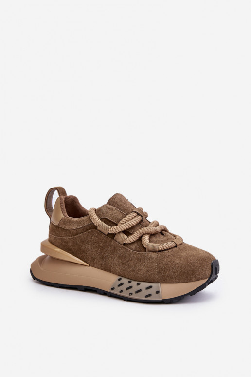 zamšādas Sneakers modeļa apavi Sieviešu ar platformuGrubym Šņorēšanam Artiker 54C1466 brūnas krāsas zamšādas Sneakers modeļa apavi Sieviešu ar platformuGrubym Šņorēšanam Artiker 54C1466 brūnas krāsas