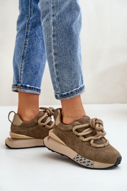 zamšādas Sneakers modeļa apavi Sieviešu ar platformuGrubym Šņorēšanam Artiker 54C1466 brūnas krāsas zamšādas Sneakers modeļa apavi Sieviešu ar platformuGrubym Šņorēšanam Artiker 54C1466 brūnas krāsas