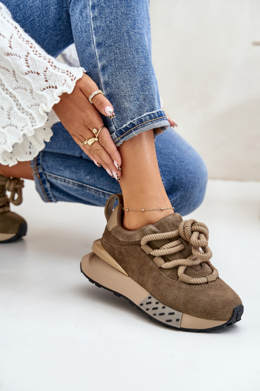 zamšādas Sneakers modeļa apavi Sieviešu ar platformuGrubym Šņorēšanam Artiker 54C1466 brūnas krāsas zamšādas Sneakers modeļa apavi Sieviešu ar platformuGrubym Šņorēšanam Artiker 54C1466 brūnas krāsas