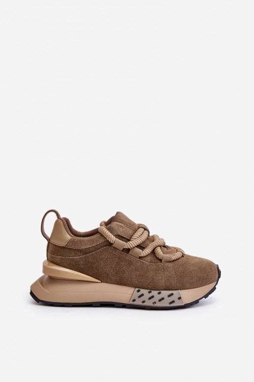 zamšādas Sneakers modeļa apavi Sieviešu ar platformuGrubym Šņorēšanam Artiker 54C1466 brūnas krāsas zamšādas Sneakers modeļa apavi Sieviešu ar platformuGrubym Šņorēšanam Artiker 54C1466 brūnas krāsas