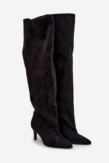 sieviešu garie zābaki ar papēdi Paslīdēt uz melnas krāsas Tā irvilla